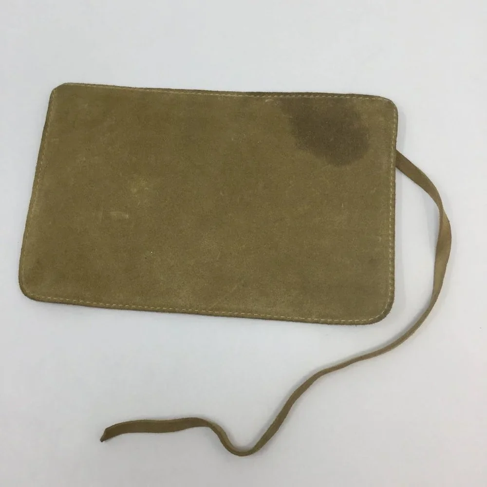 Andrea Mabiani Tan Suede Leather Zipper Pouch